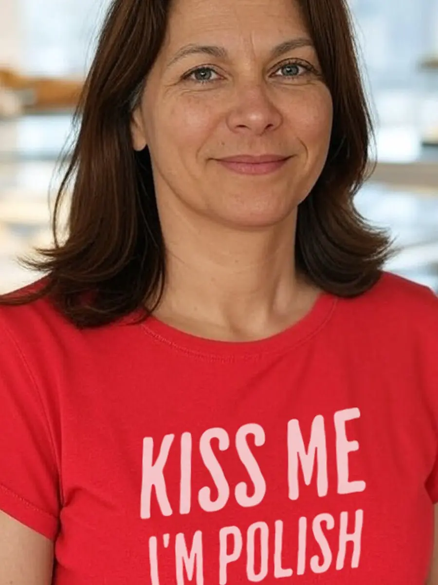 Kiss Me I'm Polish Premium Unisex T-Shirt - Red / White 1