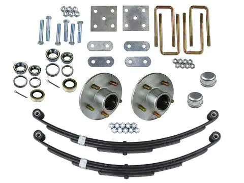 Trailer Axle Mounting Kit W/ Zinc Plated 5 Lug Hubs, 3500Lb. Axles - Complete Kit #5-3500 1