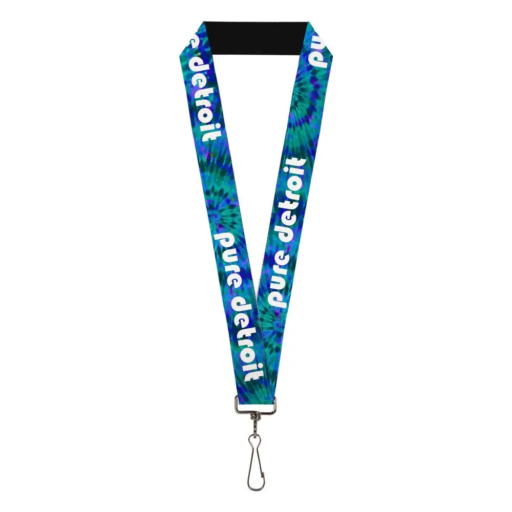 Pure Detroit 1" Lanyard / White + Blue Tie Dye 1