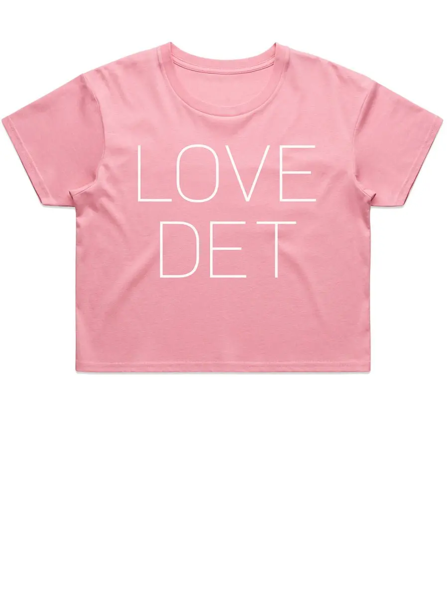 Love Det Women’S Premium Crop Top - White / Bubblegum 2
