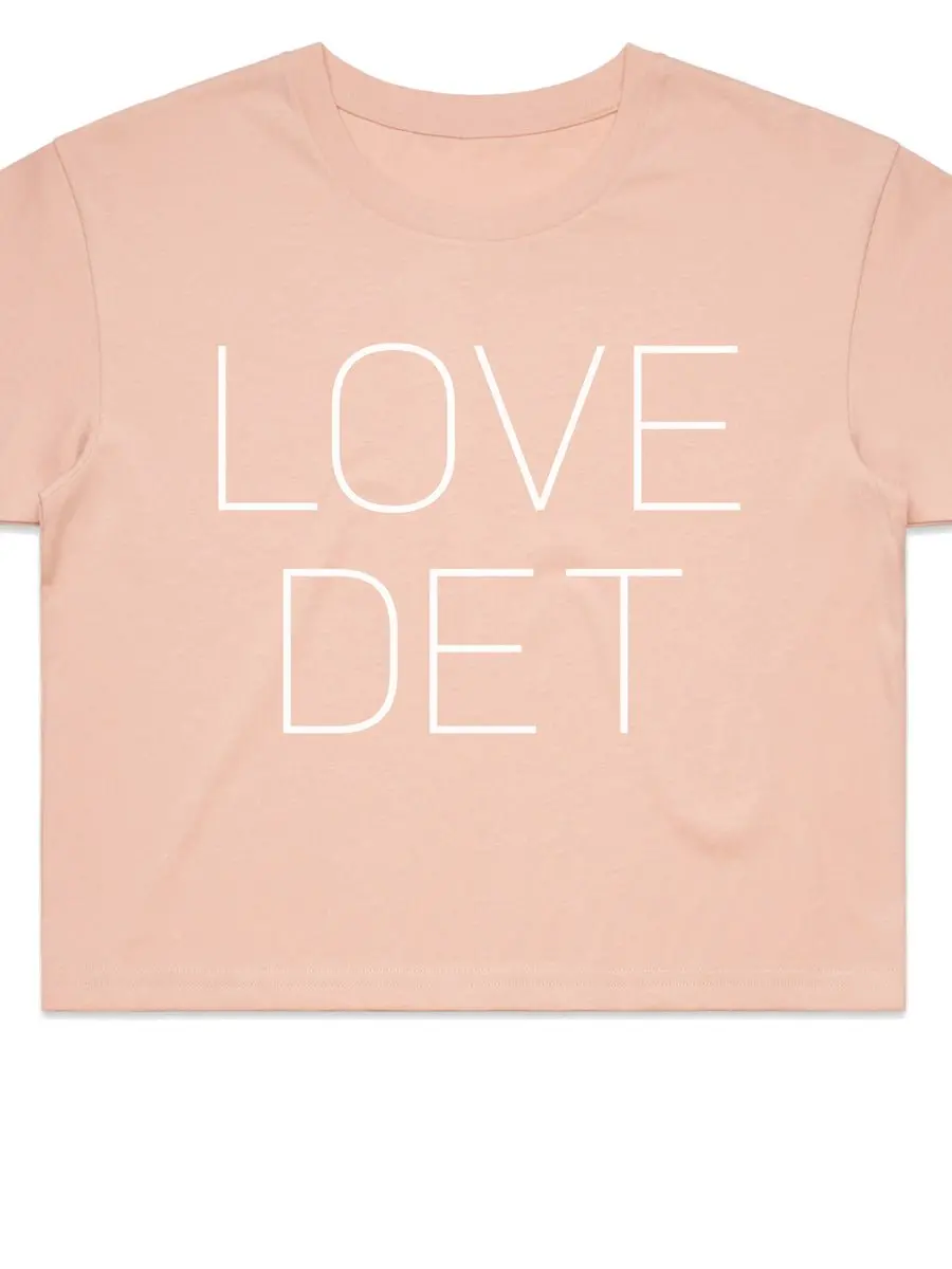 Love Det Women’S Premium Crop Top - White / Dusty Pink 1