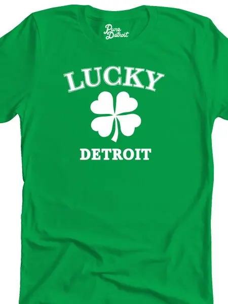 Lucky Detroit Unisex T-Shirt - White / Irish Green 1