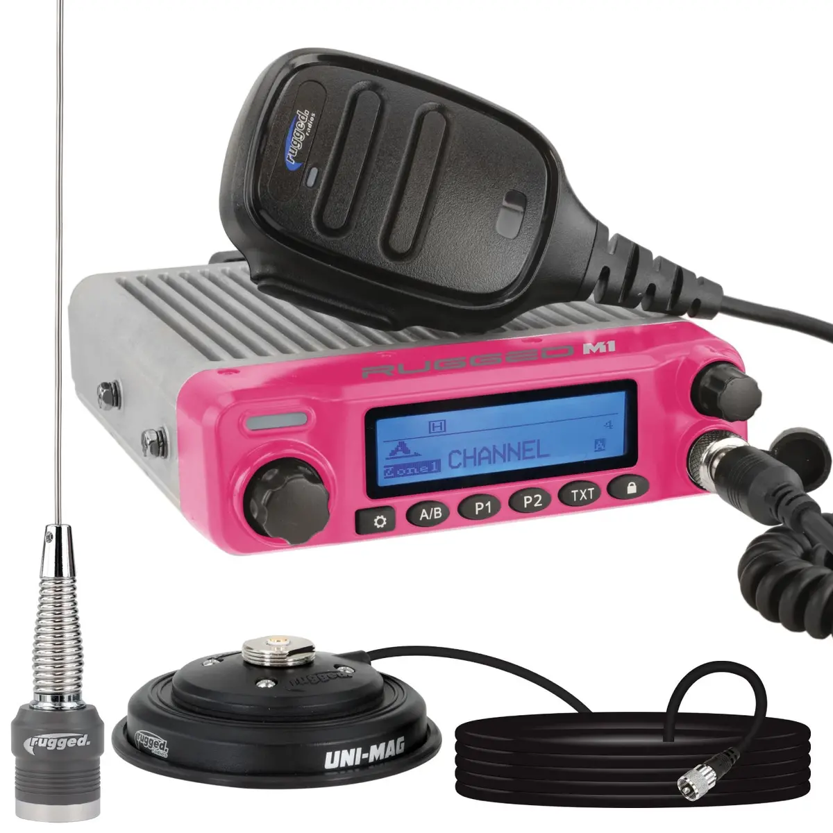 Radio Kit • Pink Rugged M1 Race Series Waterproof Mobile Radio With Antenna • Digital And Analog 1