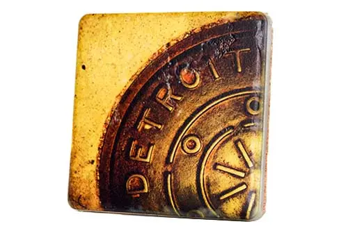 Detroit Manhole Porcelain Tile Coaster 1