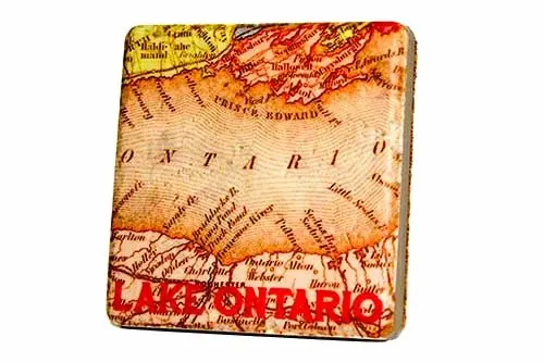 Lake Ontario Map Porcelain Tile Coaster 1