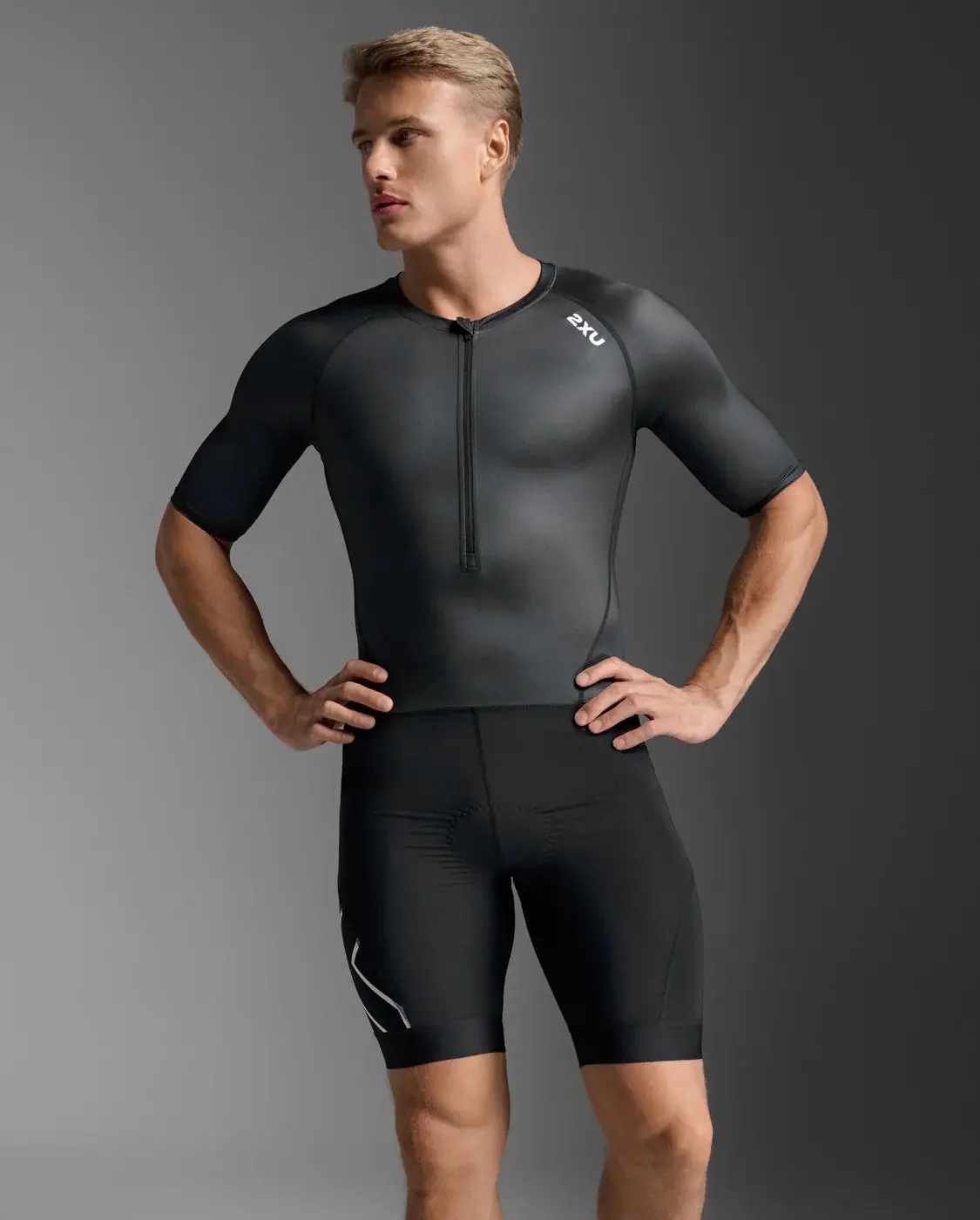 2Xu Men's Core Trisuit, Sleeved - Black/White 1