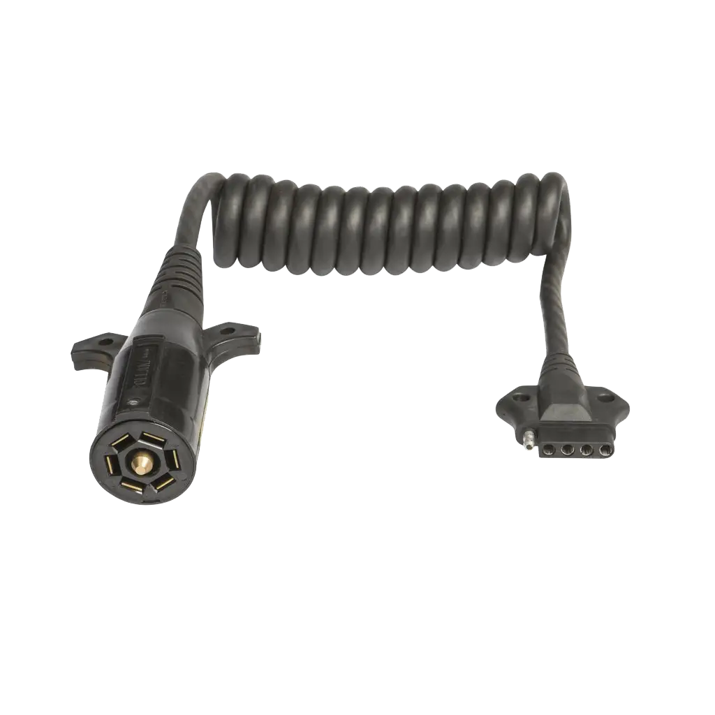 Hitchcoil (Model 35) 7 Blade Round To Flat 5 Coiled Trailer Adapter, 3' Length #95-12577-01 1