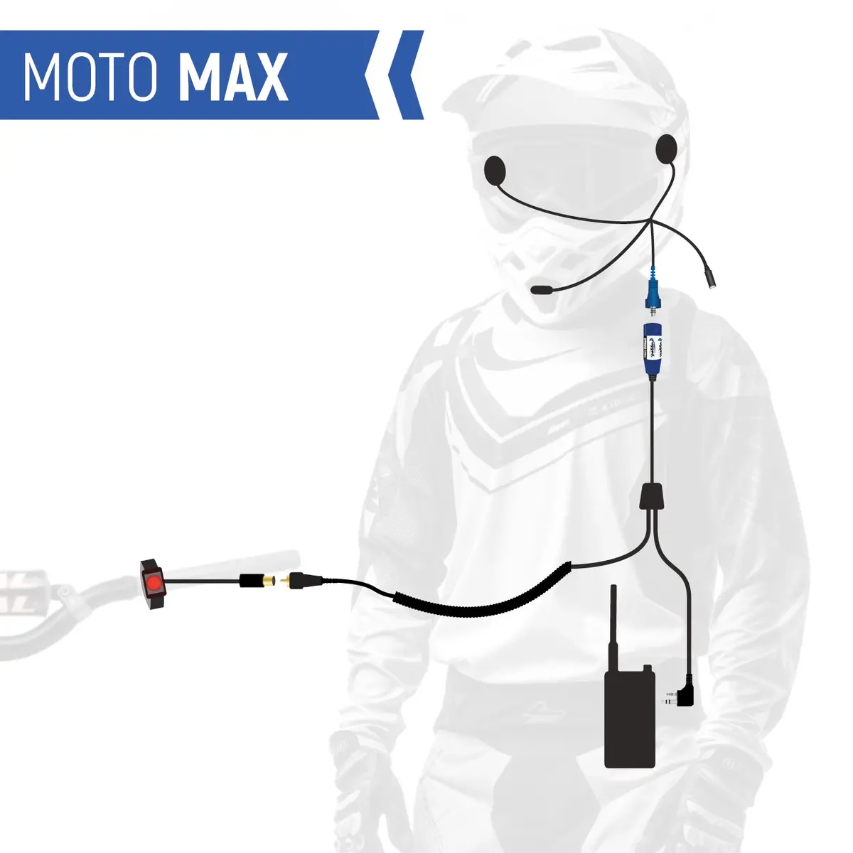 Moto Max Complete Motorcycle Communication Kit With Heavy-Duty Offroad Cables 1