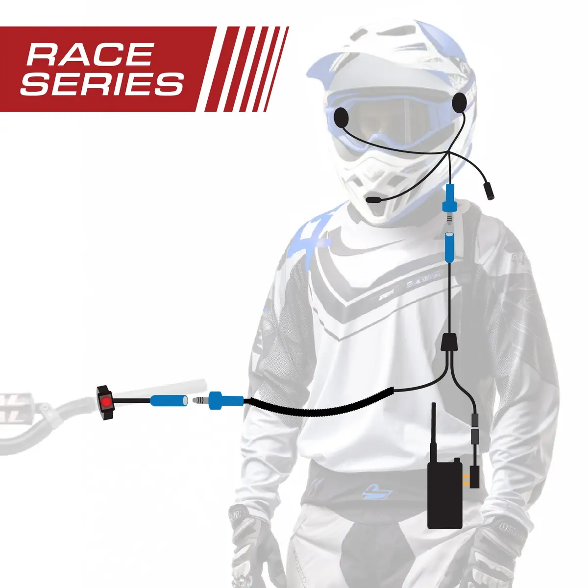 Race Series Complete Motorcycle Communication Kit With Offroad Cables 1
