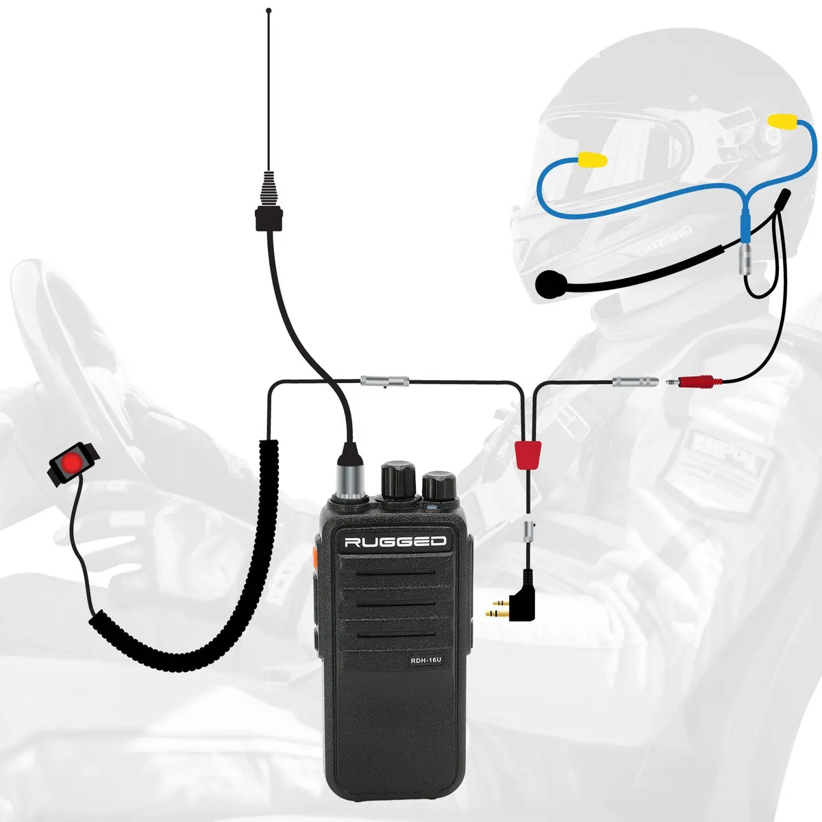 Nascar Driver Only Long Track Racing Communication Kit With Rdh16 Radio 1