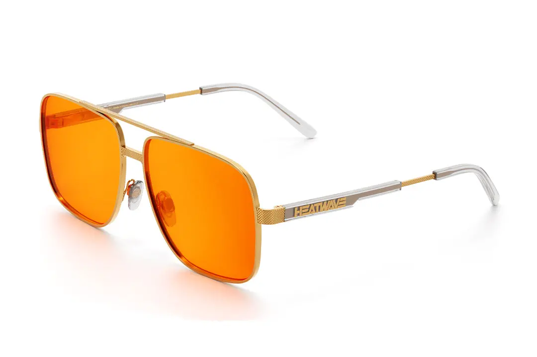 Nimitz Sunglasses: Polished Gold Frame Amber Lens 1