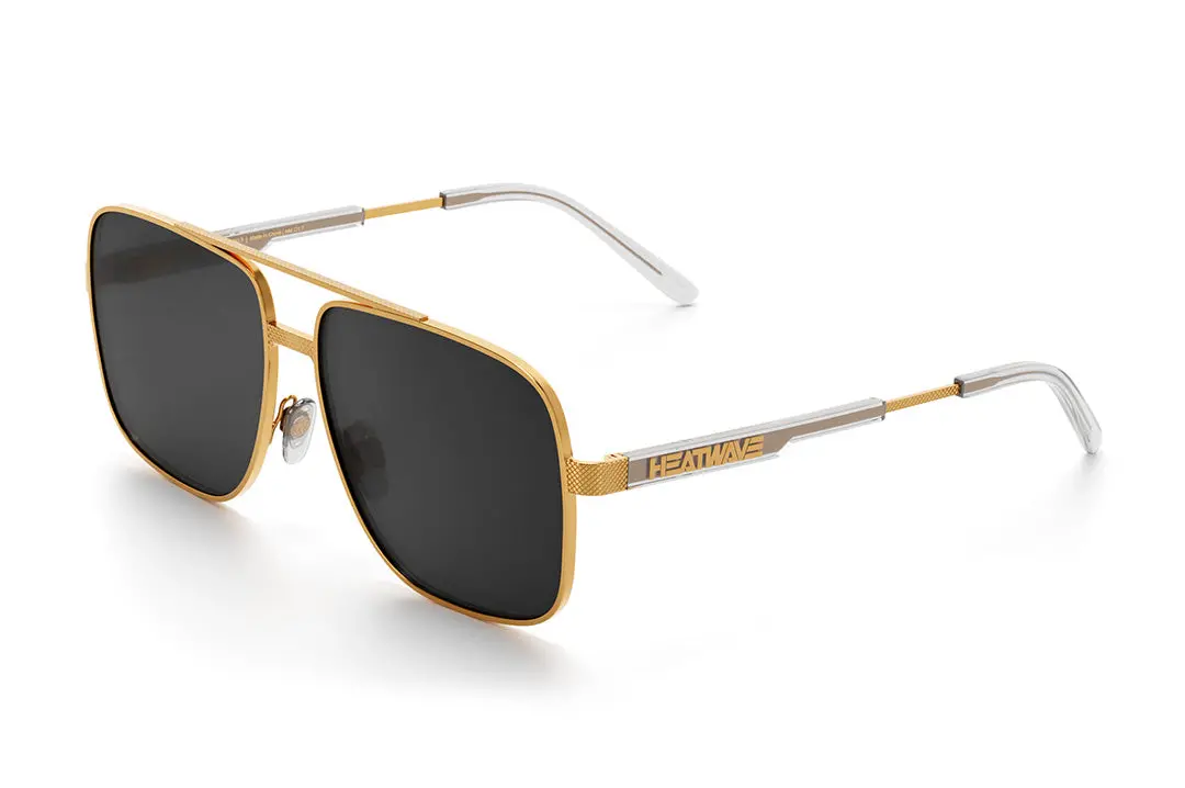 Nimitz Sunglasses: Gold Frame Black Lens 1