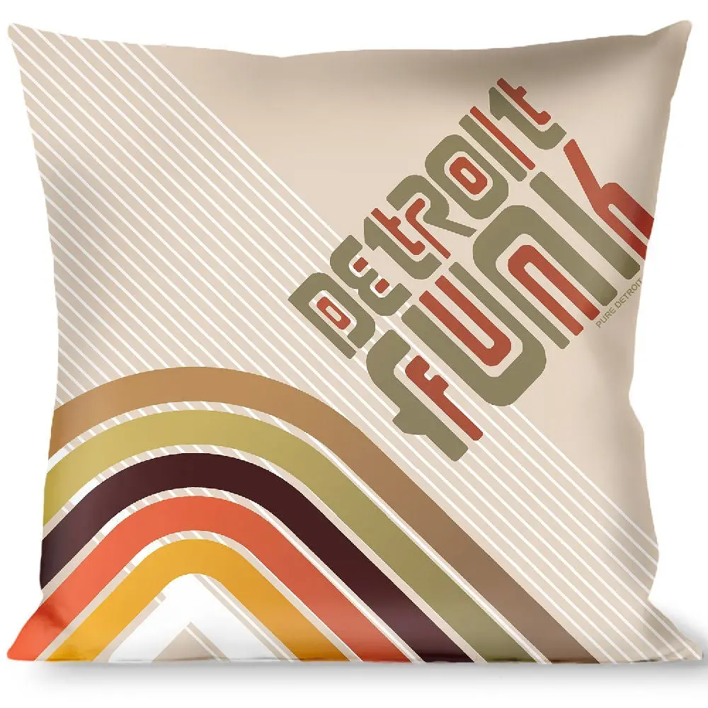 Detroit Funk Throw Pillow -  Brown / Orange / Olive / White 1