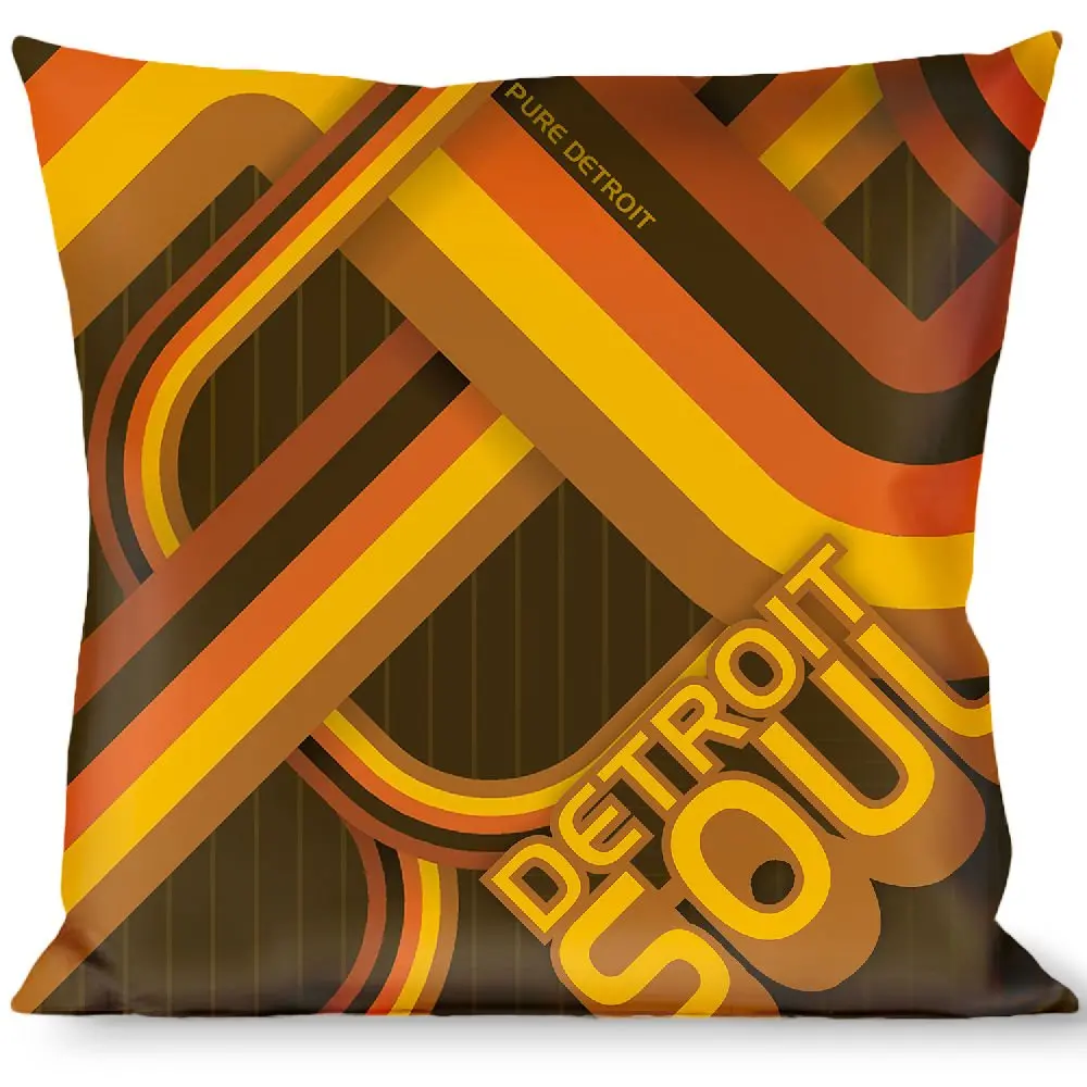 Detroit Soul Throw Pillow - 14" X 14" - Brown / Orange / Gold 1