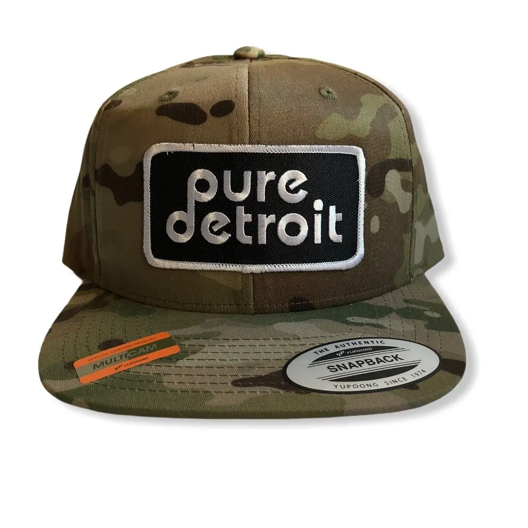 Pure Detroit Snapback Hat / Light Camo 1