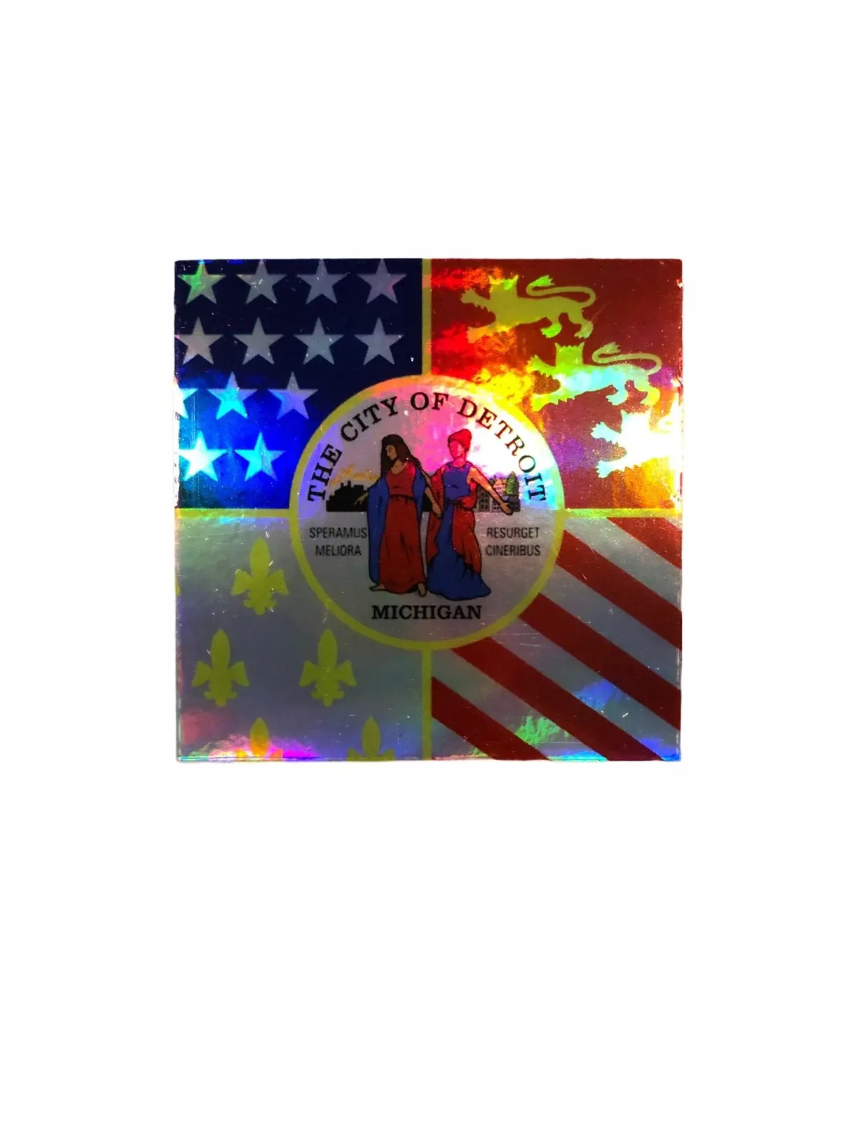 Detroit City Flag Holographic Decal 1