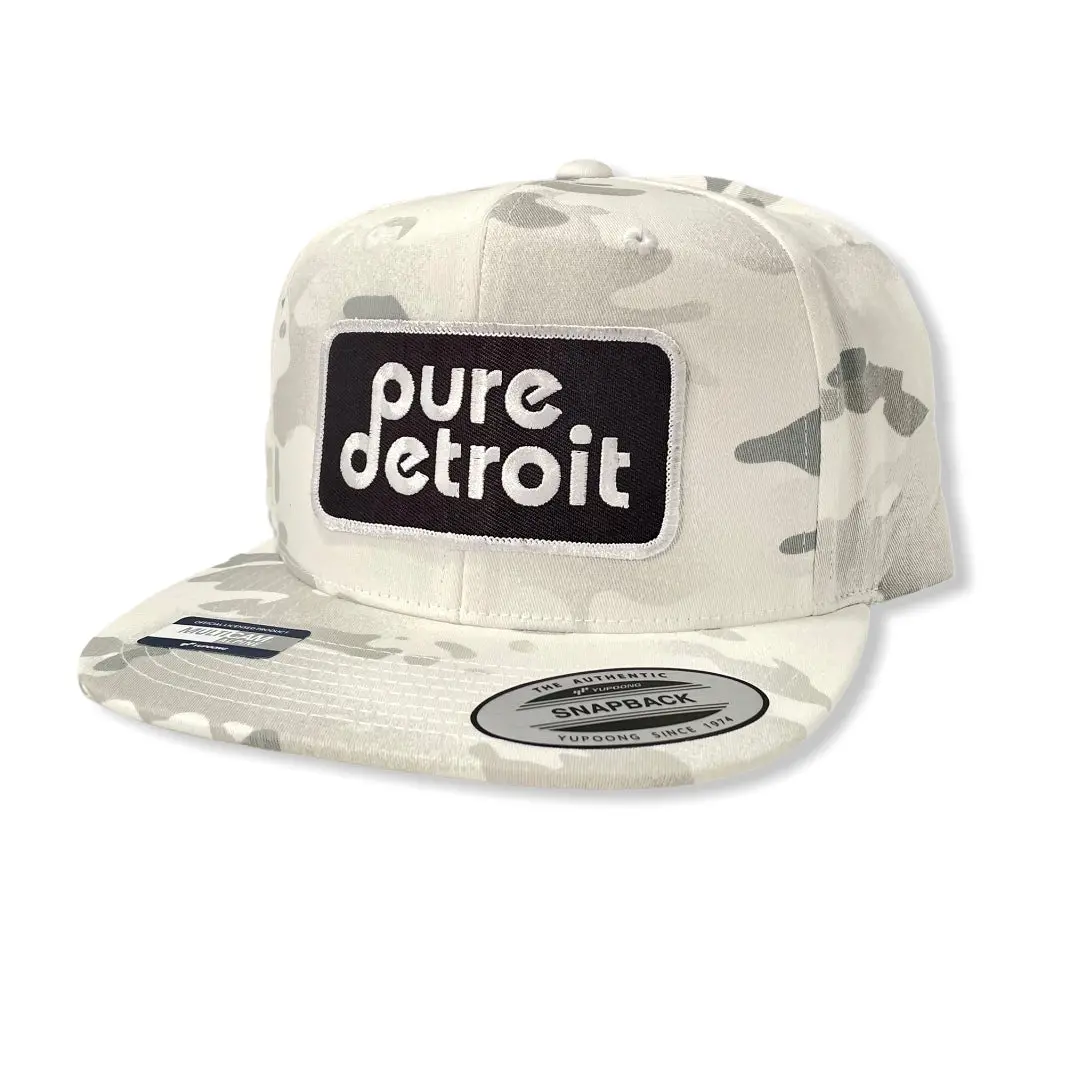 Pure Detroit Snapback Hat / White Digi Camo 1