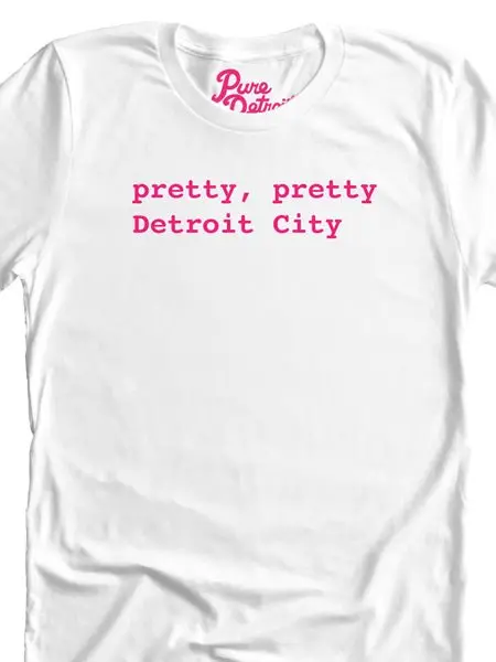 Pretty, Pretty Detroit City T-Shirt / White With Pink / Unisex 1