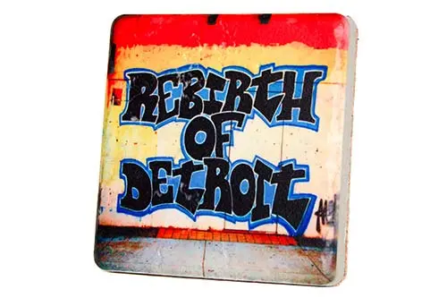 Rebirth Of Detroit Porcelain Tile Coaster 1