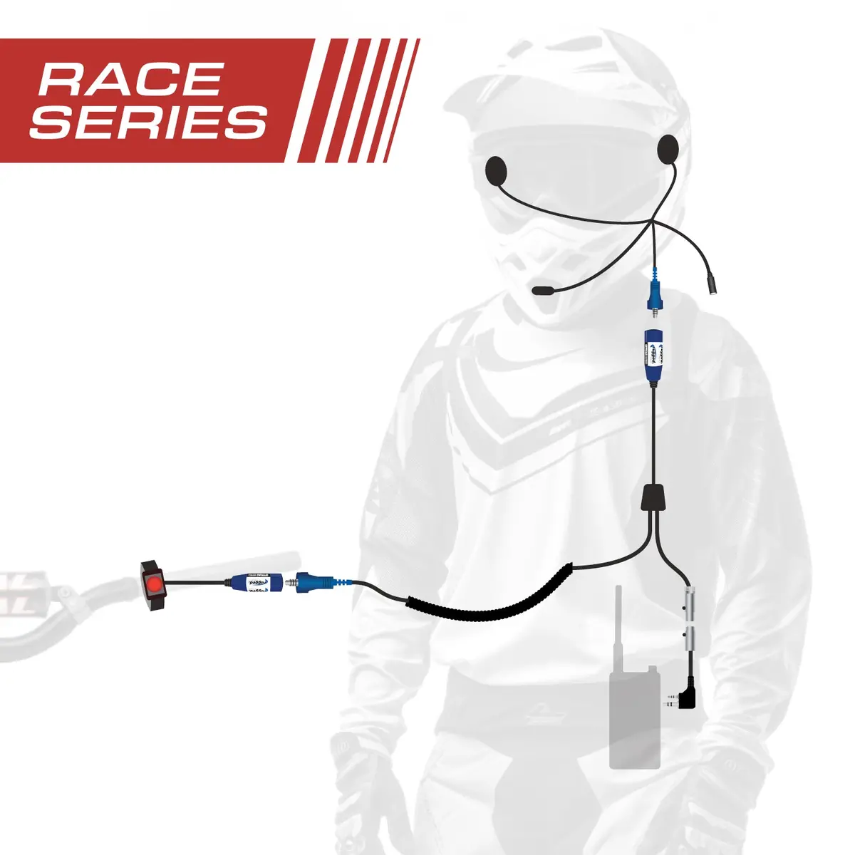 Race Series Complete Motorcycle Communication Kit With Offroad Cables 1