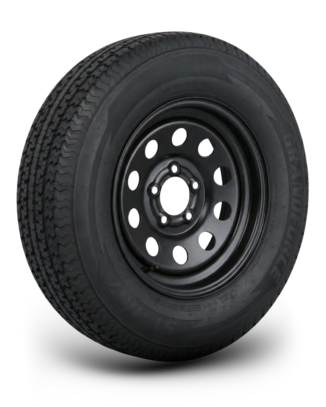 St205/75R14 8-Ply Trailer Tire On 14" 5-4.5 Black Modular Wheel 1