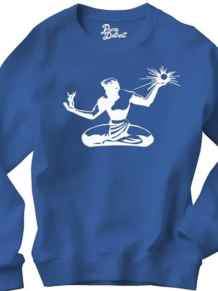 Spirit Of Detroit Premium Sweatshirt - White / Royal Blue 1