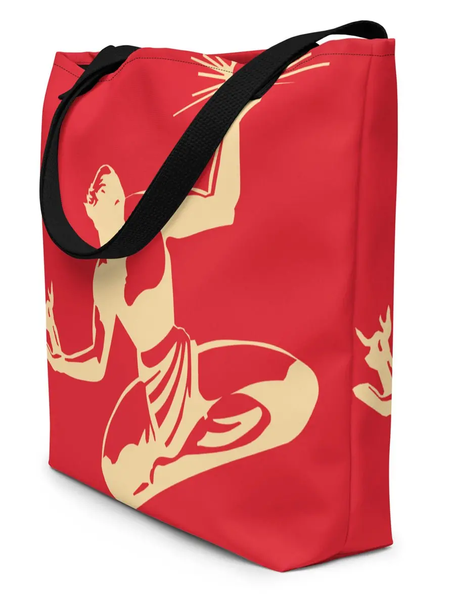 Spirit Of Detroit All-Over Print Large Tote Bag - Red / Cream 1