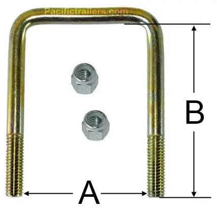 Square Trailer U-Bolt - Zinc Plated Steel - 2 1/8" Wide X 4 1/4" Tall X 1/2" Diameter 1