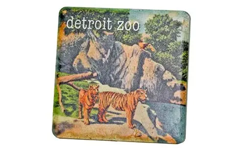 Vintage Detroit Zoo Tigers Porcelain Tile Coaster 1