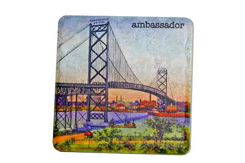 Vintage Ambassador Bridge Porcelain Tile Coaster 1