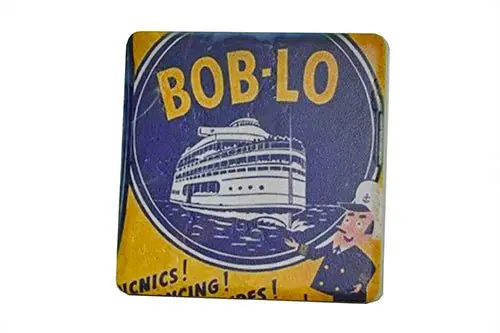 Vintage Boblo Boat Ad Porcelain Tile Coaster 1