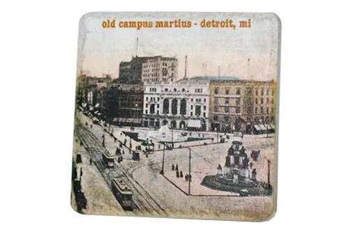 Vintage Old Campus Martius Porcelain Tile Coaster 1
