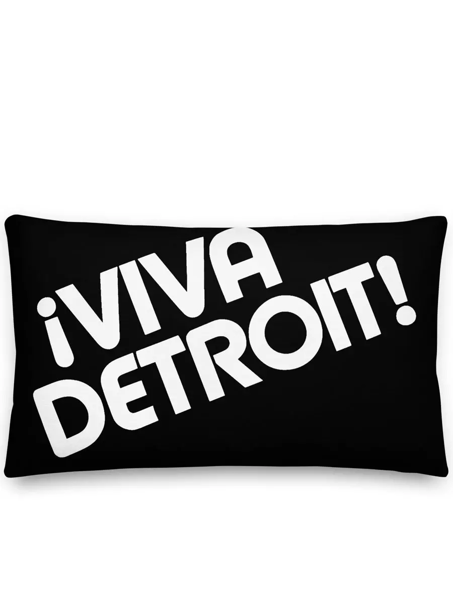 ¡Viva Detroit! Premium Pillow 12" X 20" Black / White 1