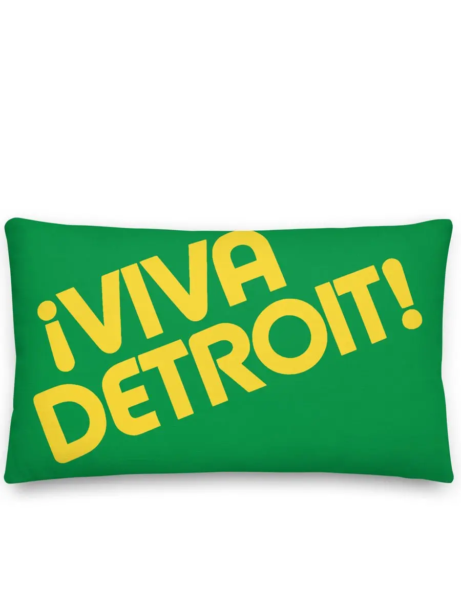 ¡Viva Detroit! Premium Pillow 12" X 20" Kelly / Yellow 1