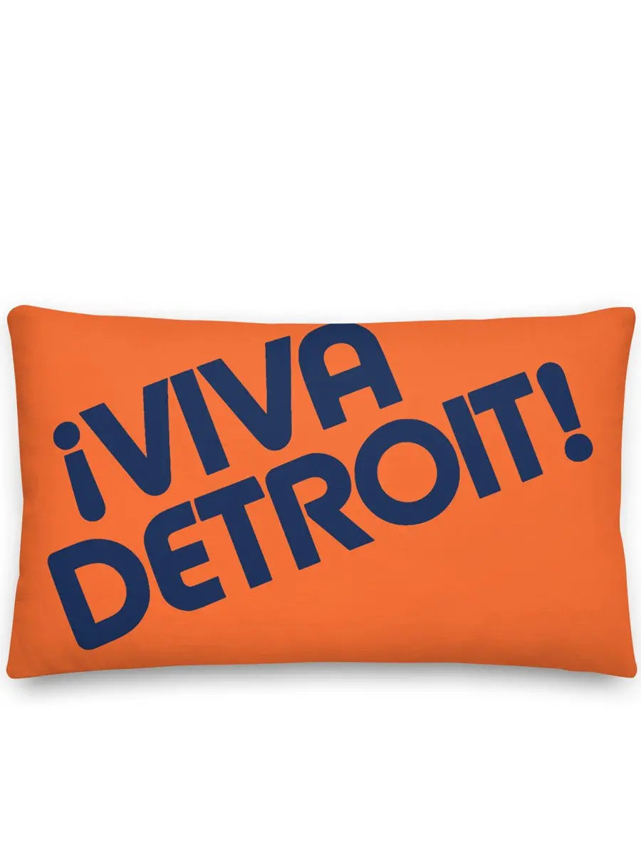 ¡Viva Detroit! Premium Pillow 12" X 20" Orange / Navy 1