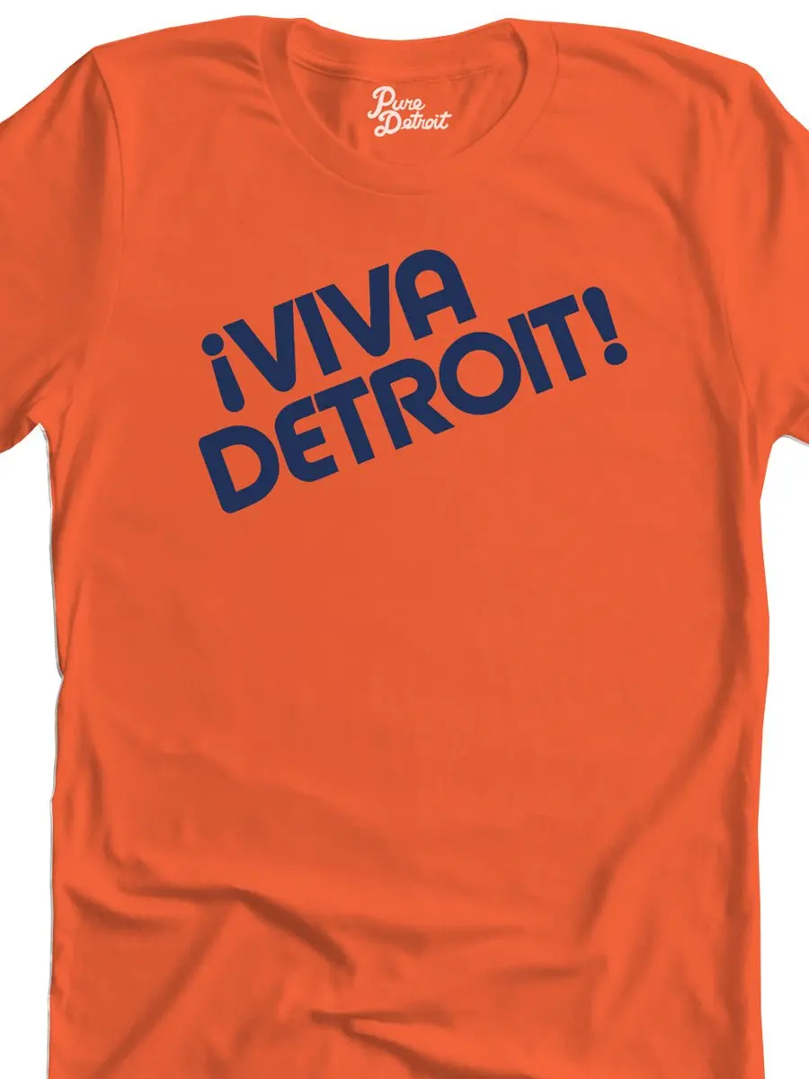 Viva Detroit Premium Unisex T-Shirt - Orange / Navy 1