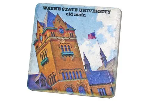 Wayne State University Old Main Tower Porcelain Tile Coaster 1