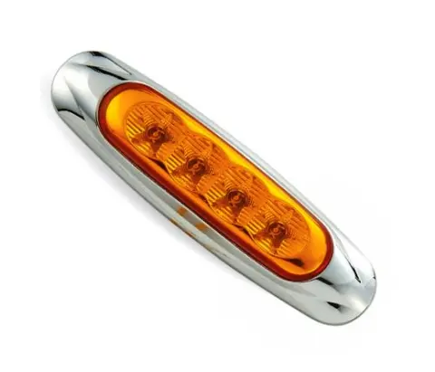 Mirrored Lens, Led Clearance Light With Chrome Base, 4 Diode, Amber Cl41020a 1