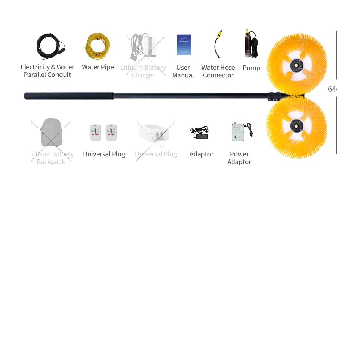 Pl-Dhspb-32Cmx2-230V:Double Head Solar Panel Brush 1
