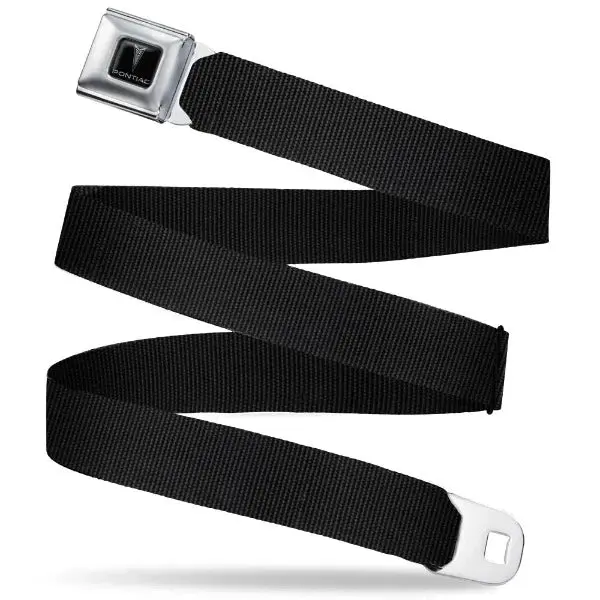 Pontiac Seatbelt Belt / White Logo + Black Webbing 1