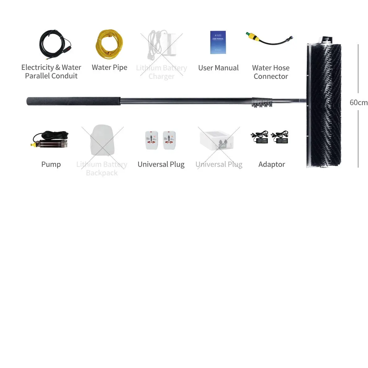 Pl-Rhspb-60Cm-230V: Roller Head Solar Panel Brush 1