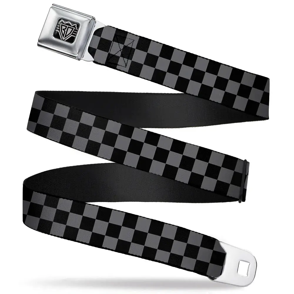 Spirit Of Detroit Seatbelt Belt / Spirit Of Detroit Logo + Gray Checkered Webbing 1