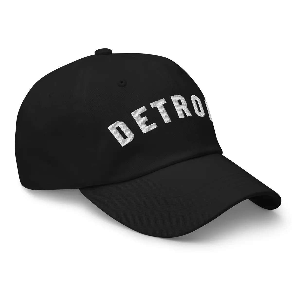 Detroit Classic Embroidered Cotton Twill Dad Hat - Black / White 1