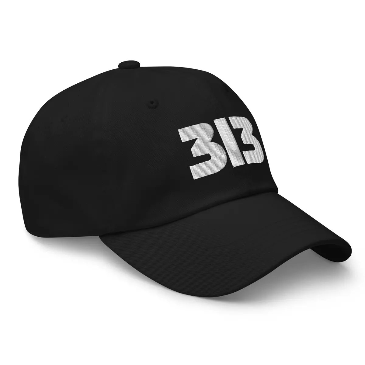 313 Detroit Embroidered Dad Hat - Black / White 1