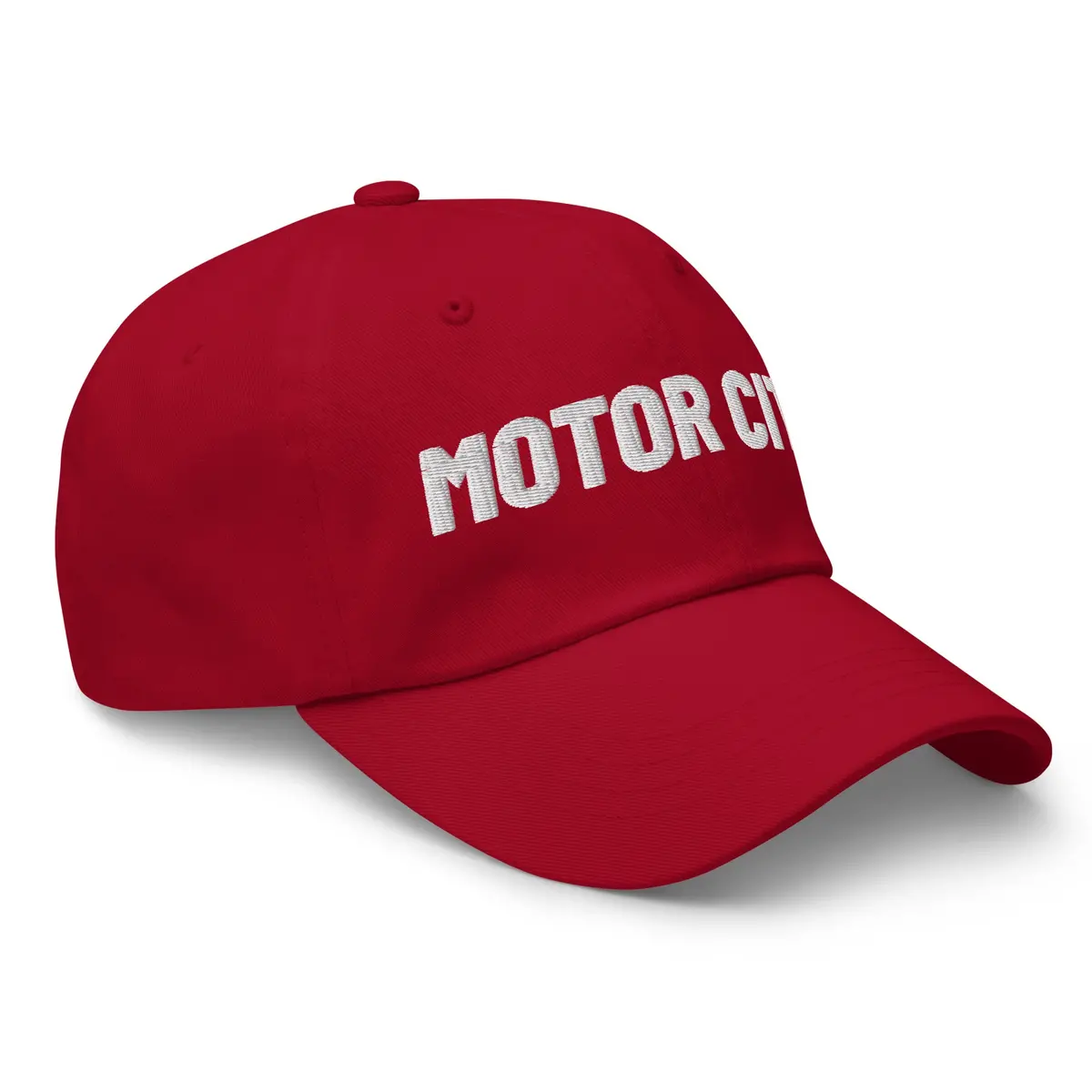 Motor City Embroidered Cotton Twill Dad Hat - Red / White 1