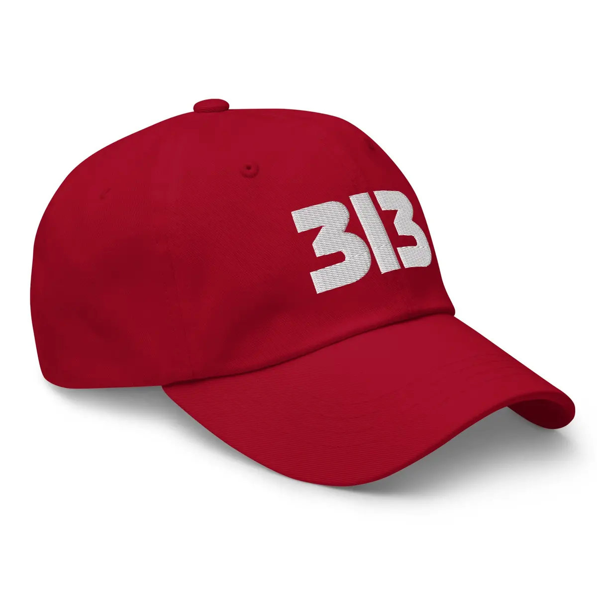 313 Detroit Embroidered Dad Hat - Red / White 1