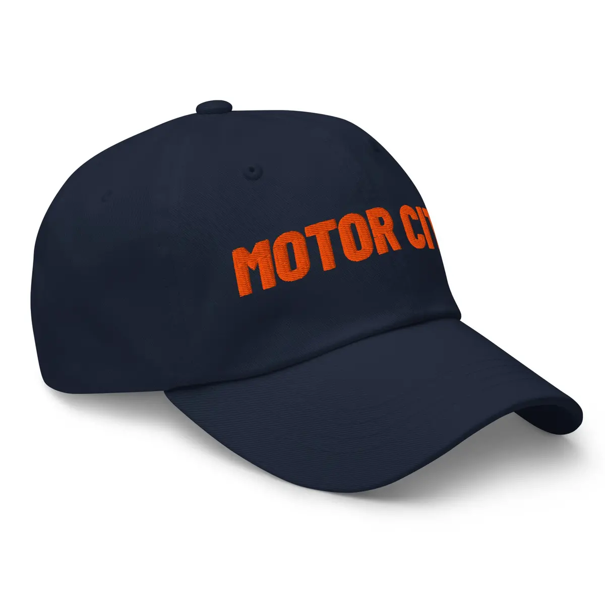 Motor City Embroidered Cotton Twill Dad Hat - Navy / Orange 1