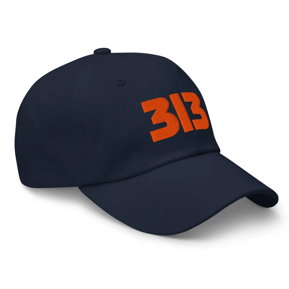 313 Detroit Embroidered Dad Hat - Navy / Orange 1