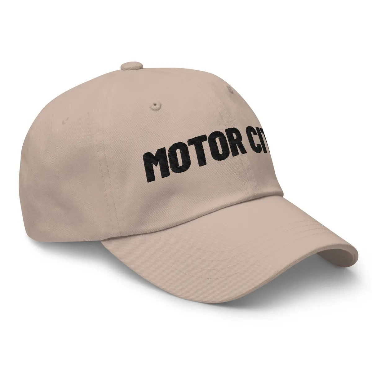 Motor City Embroidered Cotton Twill Dad Hat - Stone / Black 1