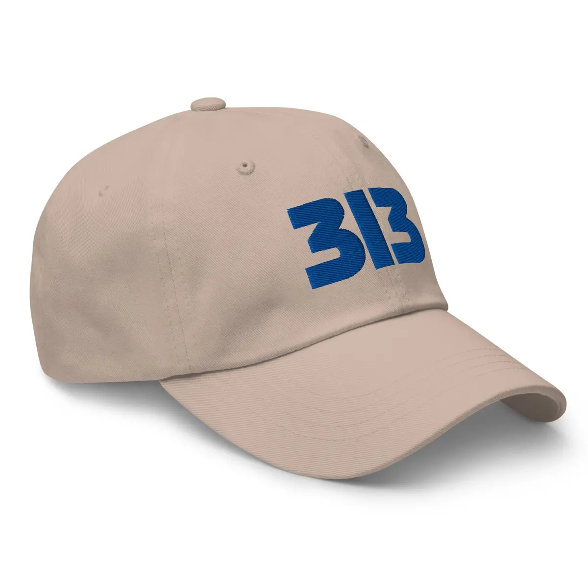 313 Detroit Embroidered Dad Hat - Stone / Blue 1
